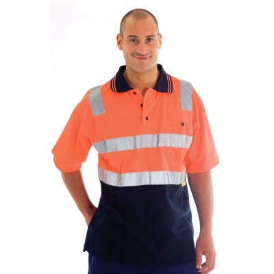 DNC 3817-185gsm Cotton Back HiVis Two Tone Polo Shirts with 3M R