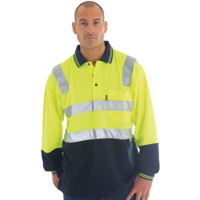 DNC 3818-185gsm Cotton Back HiVis Two Tone Polo Shirts with 3M R