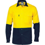 DNC 3838-190gsm HiVis Two Tone Drill Shirt With Press Stud