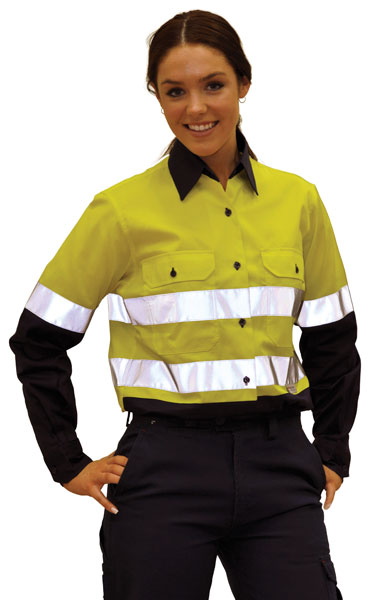 WinningSpirit SW65-Ladie’s Long Sleeve Safety Shirt with 3M Tape