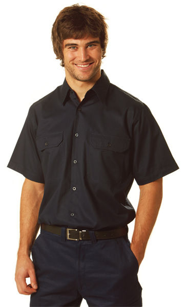 WinningSpirit WT01-Cool-Breeze Cotton Short Sleeve Work Shirt