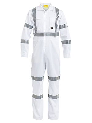 Bisley BC6806T-3M Taped White Drill Coverall - Click Image to Close