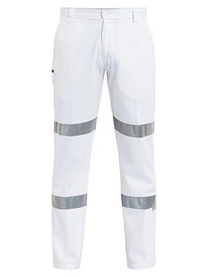 Bisley BP6808T-310gsm Cotton White work Pant with hoop R/T