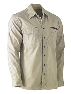 Bisley BS6144-Flexi Move Utility Drill Shirt - Long Sleeve - Click Image to Close