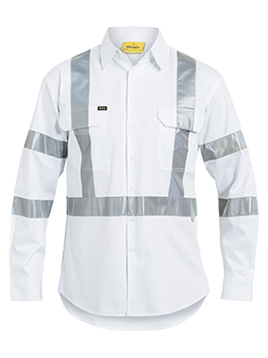 Bisley BS6807T-190gsm White Drill shirt with R/T