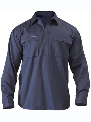 Bisley CBSC6433-Cold Black Treated Drill Closed Front Shirt