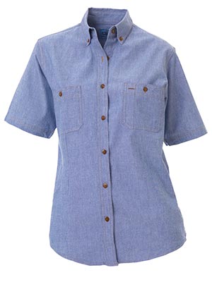 Bisley B71407L-Ladies - Chambray Shirt - Short Sleeve Button dow