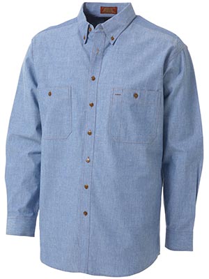 Bisley B76407-Chambray Shirt - Long Sleeve - Click Image to Close