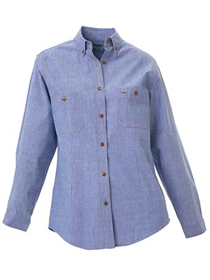 Bisley B76407L-Ladies - Chambray Shirt - Long Sleeve Button down - Click Image to Close