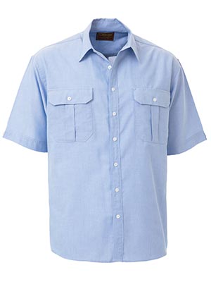 Bisley BS1030-Oxford Shirt - Short Sleeve Regular collar 2 pleat - Click Image to Close