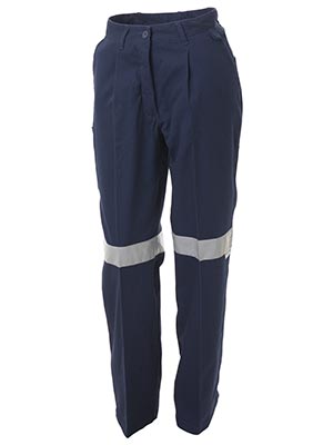 Bisley BPL6007T-Ladies Drill Pant 3M Reflective Tape