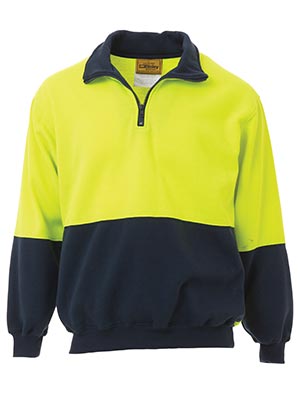 DNC 3825-300gsm Polyester HiVis Two Tone 1/2 Zip Polar Fleece - Click Image to Close