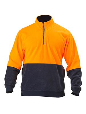 Bisley BK6889-2 Tone Hi Vis Polarfleece Zip Pullover (LOW PILL) - Click Image to Close