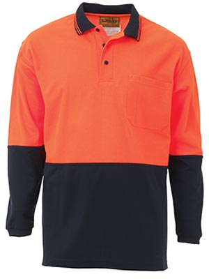 Bisley BK6234- 2 Tone Hi Vis Polo Shirt - Long Sleeve - Click Image to Close