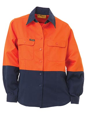 Bisley BL6267-Ladies - 2 Tone Hi Vis Drill Shirt - Long Sleeve