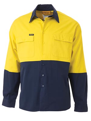 Bisley BS6267-2 Tone Hi Vis Drill Shirt - Long Sleeve - Click Image to Close