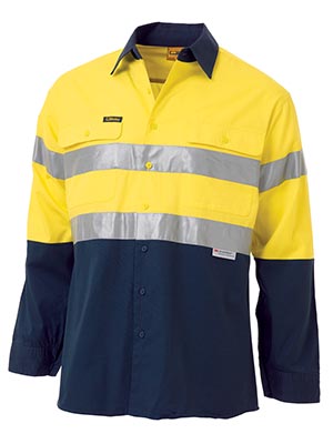 Bisley BS6896-Tone Hi Vis Cool Lightweight Gusset Cuff Shirt - Click Image to Close