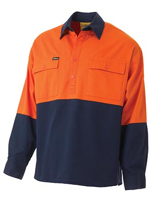 Bisley BSC6267-2 Tone Closed Front Hi Vis Drill Shirt - Long Sle - Click Image to Close