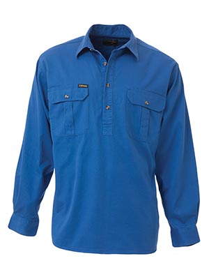 Bisley BSC6433-Closed Front Cotton Drill Shirt - Long Sleeve