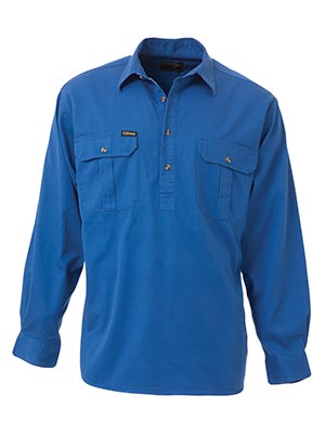 Bisley BSC6433-Closed Front Cotton Drill Shirt - Long Sleeve - Click Image to Close