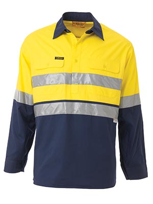 Bisley BSC6896-2 Tone Hi Vis Cool Lightweight Closed Front Shirt - Click Image to Close