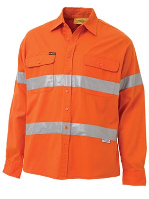 Bisley BT6482-Hi Vis Drill Long Sleeve Shirt 3M Reflective Tape - Click Image to Close