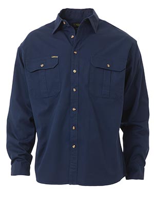 Bisley BS6433-Original Cotton Drill Shirt - Long Sleeve - Click Image to Close