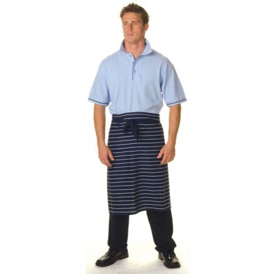 DNC 2336-210gsm Polyester Cotton Pinstripe 3/4 Apron—No Pocket - Click Image to Close