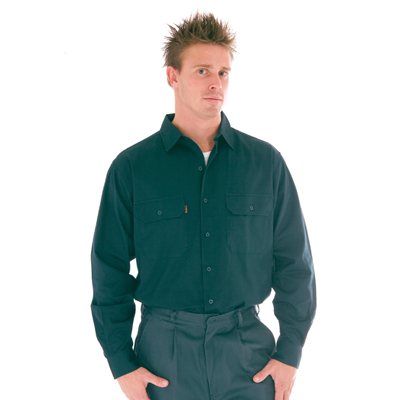 DNC 3202-190gsm Cotton Drill Work Shirt- L/S - Click Image to Close