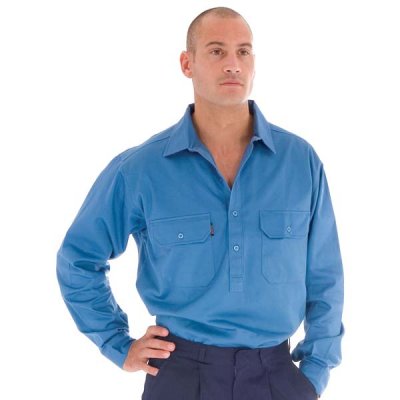 DNC 3204-190gsm Cotton Drill Close Front Work Shirt with Gusset - Click Image to Close