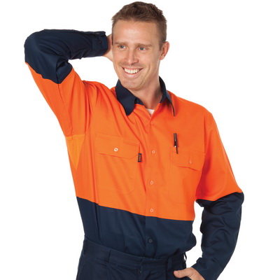 DNC 3732-155gsm HiVis Two Tone Cool-Breeze Vertical Vented Cott - Click Image to Close