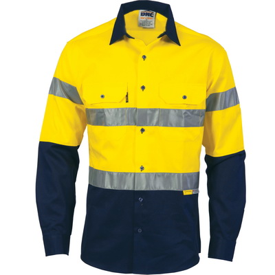 DNC 3736-190gsm HiVis Two Tone Drill Shirt With Hoop Style 3M890 - Click Image to Close