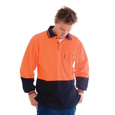 DNC 3816-185gsm Cotton Back HiVis Two Tone Fluoro Polo Shirt, L/ - Click Image to Close