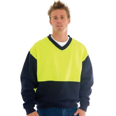 DNC 3822-300gsm Polyester Cotton HiVis Two Tone Fleecy Sweat Shi - Click Image to Close