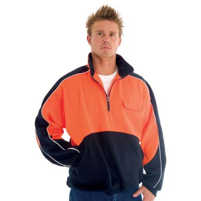 DNC 3823-300gsm Polyester Cotton HiVis Two Tone 1/2 Zip Hi-Neck