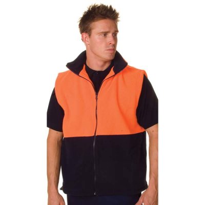 DNC 3828-300gsm Polyester HiVis Two Tone Full Zip Polar Fleece V - Click Image to Close