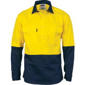 DNC 3834-190gsm HiVis Two Tone Close Front Cotton Drill Shirt, L