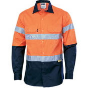 DNC 3536-190gsm HiVis Two Tone Drill Shirt With Hoop Style R/T - Click Image to Close