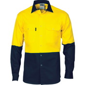 DNC 3838-190gsm HiVis Two Tone Drill Shirt With Press Stud - Click Image to Close