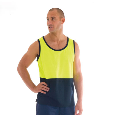 DNC 3841-185gsm Cotton Back HiVis Two Tone Singlet - Click Image to Close