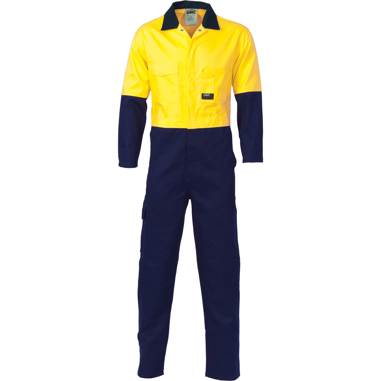 DNC 3851-311gsm HiVis Two Tone Cotton Drill Coverall 77-132S - Click Image to Close