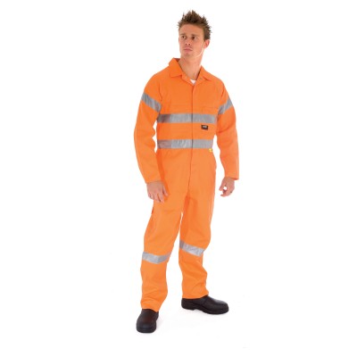 DNC 3854-311gsm HiVis Cotton Coverall with 3M R/Tape - Click Image to Close