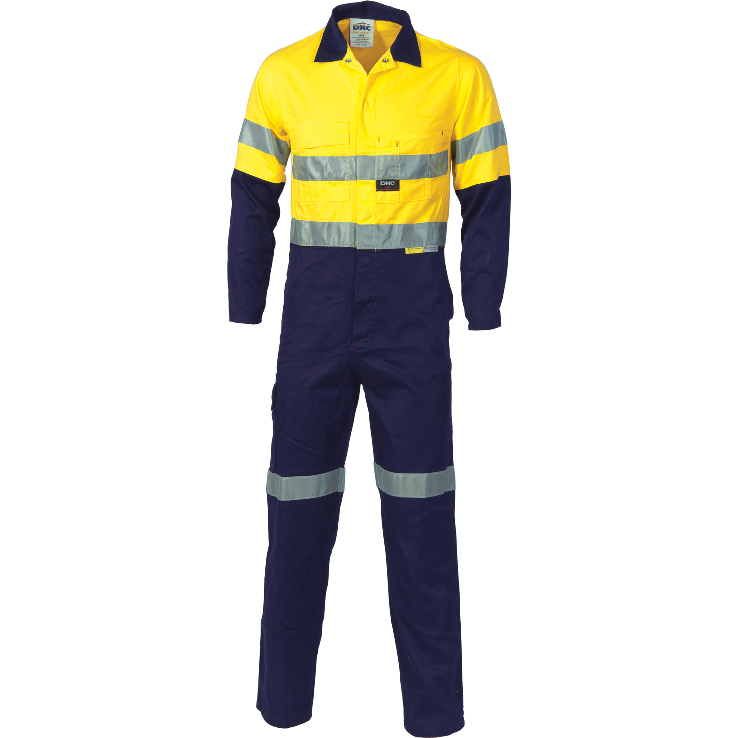 DNC 3855-311gsm HiVis Two Tone Cotton Coverall with 3M R/Tape - Click Image to Close