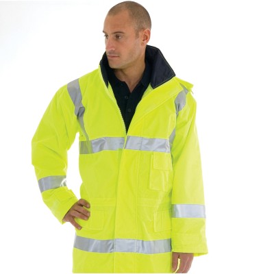 DNC 3871-300D Polyester/PU HiVis Breathable Rain Jacket With 3M - Click Image to Close