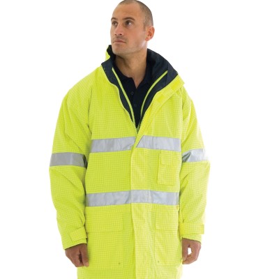 DNC 3875-300D Polyester/PU HiVis Breathable & Anti-Static Jacket - Click Image to Close