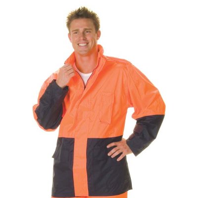 DNC 3877-190D Polyester/PU HiVis Two Tone Light Weight Rain Jack - Click Image to Close