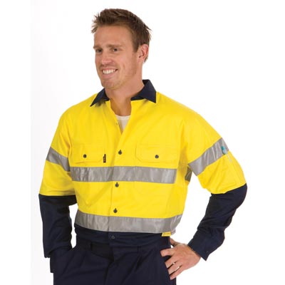 DNC 3886-155gsm HiVis Two Tone Cool-Breeze Cotton Shirt with 3M8 - Click Image to Close