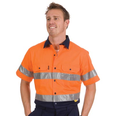 DNC 3887-155gsm HiVis Two Tone Cool-Breeze Cotton Shirt with 3M - Click Image to Close