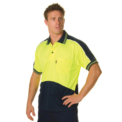 DNC 3891-175gsm HiVis Cool Breathe Panel Polo Shirt, S/S - Click Image to Close