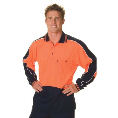 DNC 3892-175gsm HiVis Cool Breathe Panel Polo Shirt, L/S - Click Image to Close